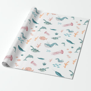 Papel De Regalo Patrón de animales acuáticos del océano