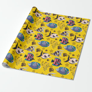 Papel De Regalo Patrón de animales acuáticos vida submarina en e