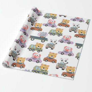 Papel De Regalo Patrón De Animales Cutáneos En Automóviles