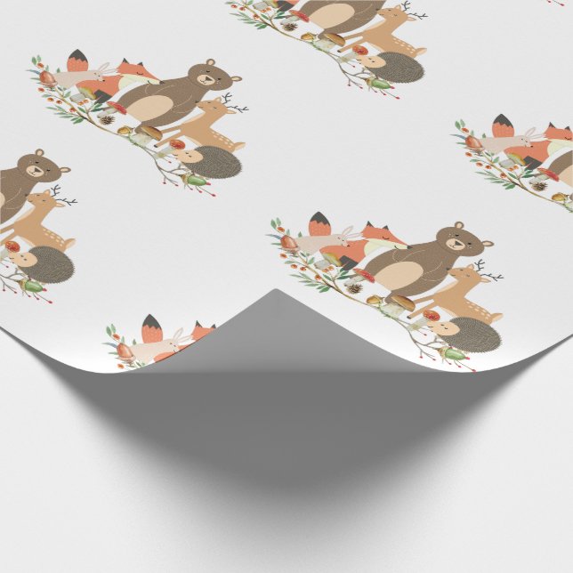 Papel De Regalo Patrón de animales de bosque (Esquina)