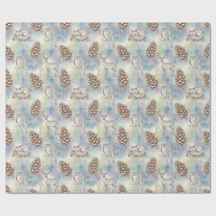 Papel De Regalo Patrón de animales de bosque de invierno