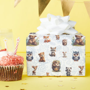 Papel De Regalo Patrón de animales de bosque para niños pequeños