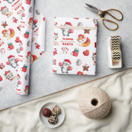 Papel De Regalo Patrón de animales de corte Nombre del niño de San