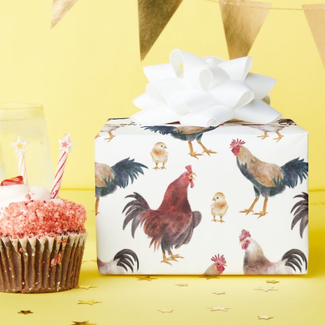 Papel De Regalo Patrón de animales de granja de pollo (Fiesta de cumpleaños )