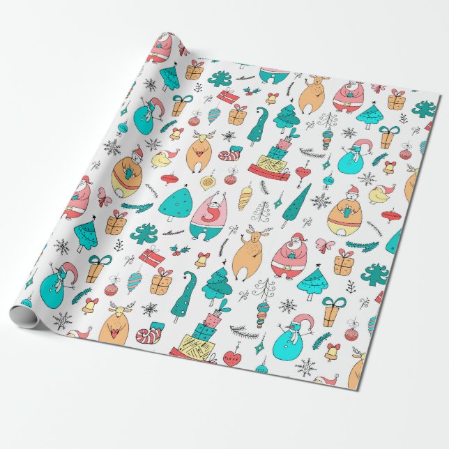 Papel De Regalo Patrón de animales de Personalizado de Navidades c (Desenrollado)