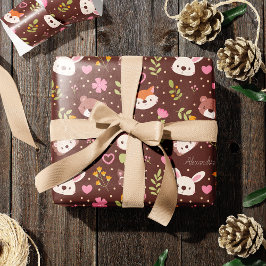 Papel De Regalo Patrón de animales de Woodland personalizados