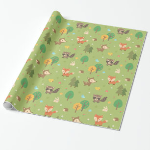 Papel De Regalo Patrón de animales del bosque para niños