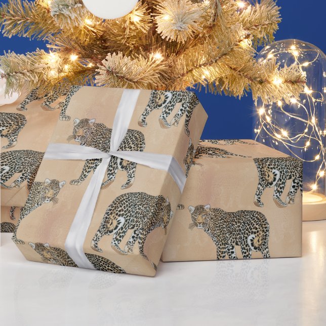 Papel De Regalo Patrón de animales del Leopardo Dorado simple (Vacaciones)