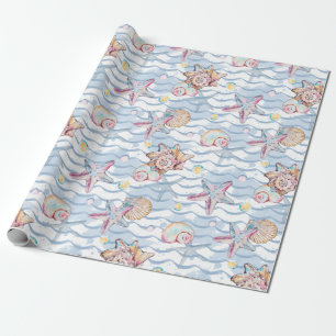 Papel De Regalo Patrón de animales marinos de acuarela