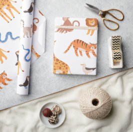 Papel De Regalo Patrón de animales salvajes del Safari tropical de