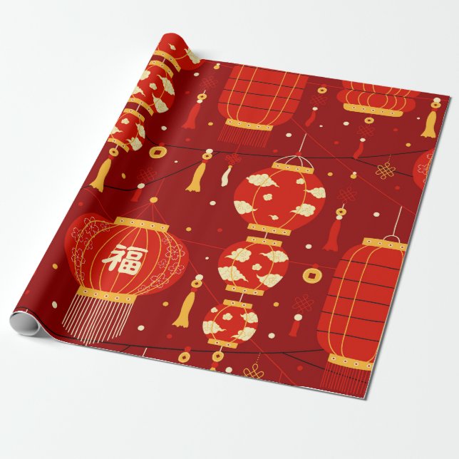 Papel De Regalo Patrón de Año Nuevo Chino (Desenrollado)
