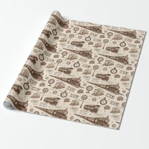 Papel De Regalo Patrón de antigua estación de tren (2)