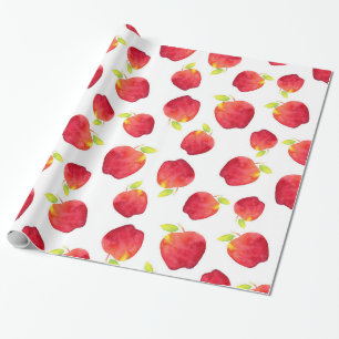 Papel De Regalo Patrón de Apple rojo de color agua