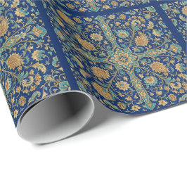 Papel De Regalo Patrón de arabesco floral persa azul real