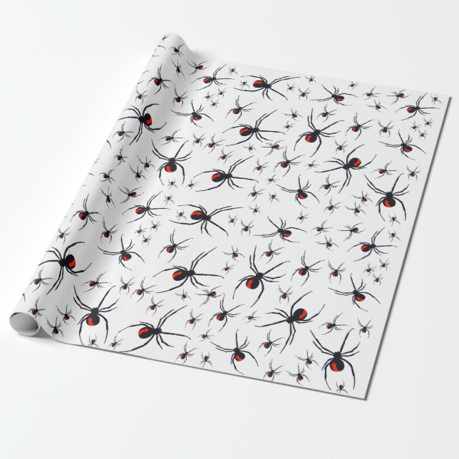 Papel De Regalo Patrón de araña rojo y negro (Desenrollado)