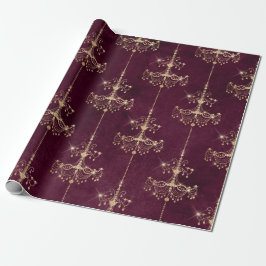 Papel De Regalo Patrón de araña vintage París borgoña y oro