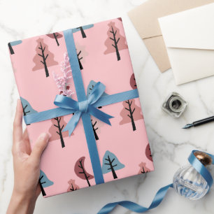 Papel De Regalo Patrón de árbol de galleta rosa pastel navideño