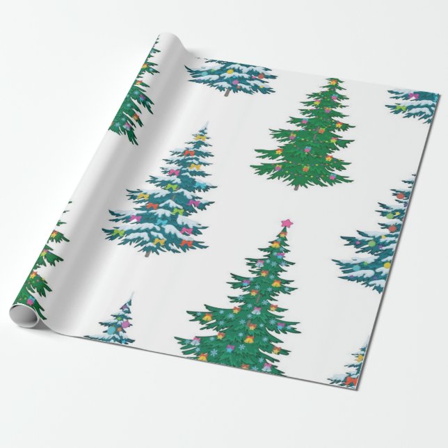 Papel De Regalo patrón de árbol de Navidad (Desenrollado)