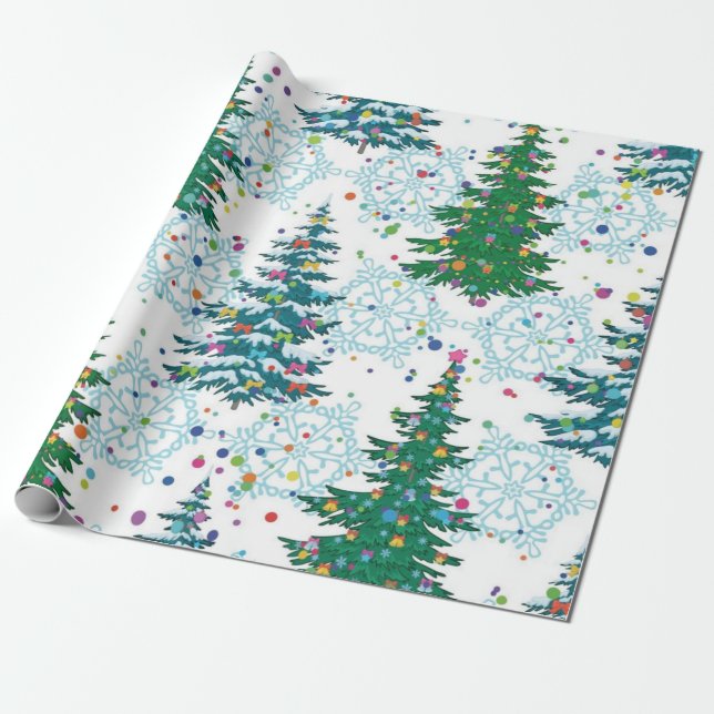 Papel De Regalo patrón de árbol de Navidad (Desenrollado)