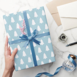 Papel De Regalo Patrón de árbol de navidad azul claro
