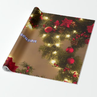 Papel De Regalo Patrón de árbol de Navidad con arcos rojos