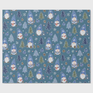 Papel De Regalo Patrón de árbol de Navidad con Gnomos de Navidad