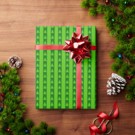 Papel De Regalo Patrón de árbol de navidad con rayas verdes