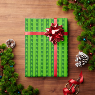 Papel De Regalo Patrón de árbol de navidad con rayas verdes