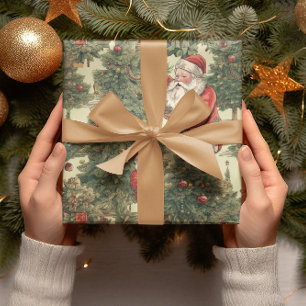 Papel De Regalo Patrón de árbol de Navidad de Papá Noel