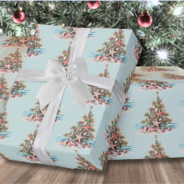 Papel De Regalo Patrón de árbol de Navidad de playa
