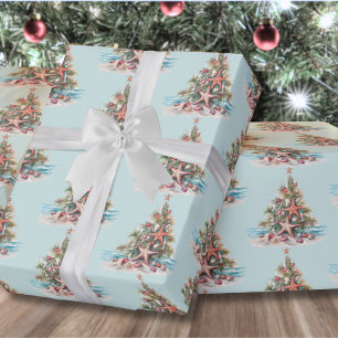 Papel De Regalo Patrón de árbol de Navidad de playa