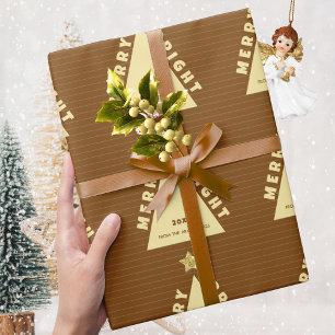 Papel De Regalo Patrón de árbol de Navidad minimalista de chocolat