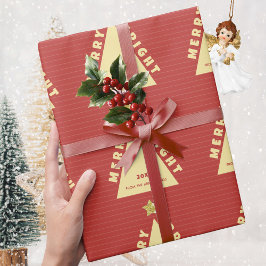 Papel De Regalo Patrón de árbol de Navidad minimalista rojo