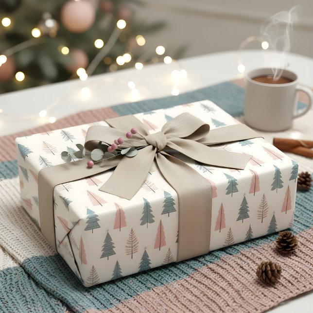 Papel De Regalo Patrón de árbol de Navidad Pastel (Subido por el creador)