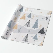 Patrón de árbol de pino de invierno boho moderno