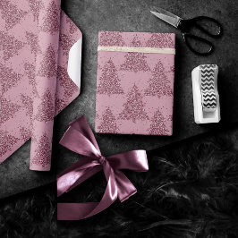 Papel De Regalo Patrón de árbol elegante | Navidades rosados de Du