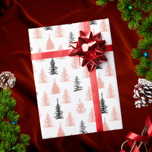 Papel De Regalo Patrón de árbol forestal de Navidades abstractos m