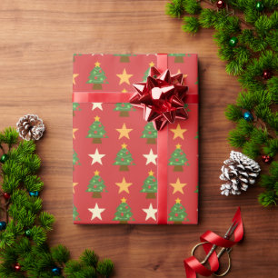 Papel De Regalo Patrón de árbol navideño estelar muy divertido