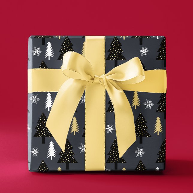 Papel De Regalo Patrón de árbol navideño moderno de lujo en moda (Subido por el creador)