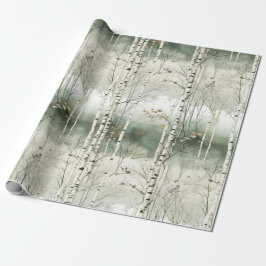 Papel De Regalo Patrón de árboles birch acuarela