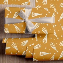 Papel De Regalo Patrón de árboles de Navidad amarillos