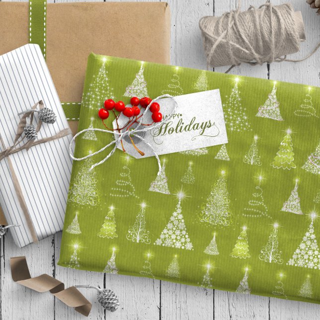 Papel De Regalo Patrón de árboles de navidad espumosos ID844 verde (Subido por el creador)