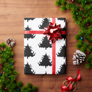 Papel De Regalo Patrón de árboles de Navidad negros