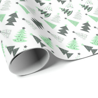 Papel De Regalo Patrón de árboles de Navidad verdes locos