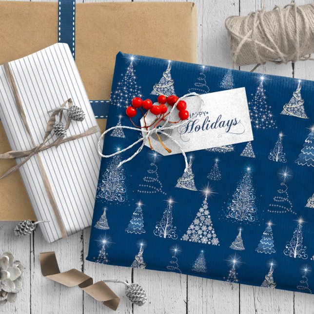 Papel De Regalo Patrón de arboles navideños chisporrosos ID844 azu (Subido por el creador)