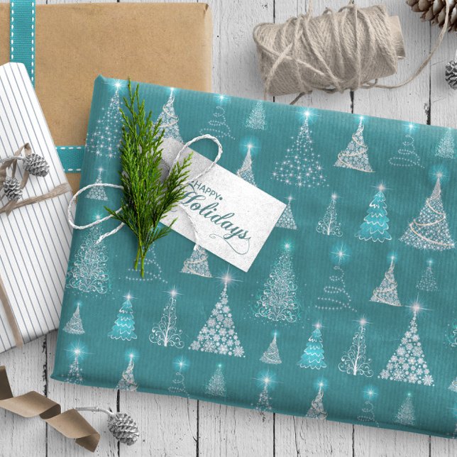 Papel De Regalo Patrón de árboles navideños chisporrosos ID844 Ver (Subido por el creador)