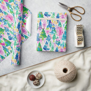 Papel De Regalo Patrón de árboles navideños precoces festivos