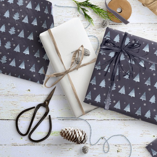 Papel De Regalo Patrón de árboles y copos de nieve de Navidad ID86 (Subido por el creador)