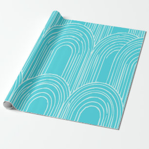 Papel De Regalo Patrón de Arco Blanco sobre Azul Claro – Moderno
