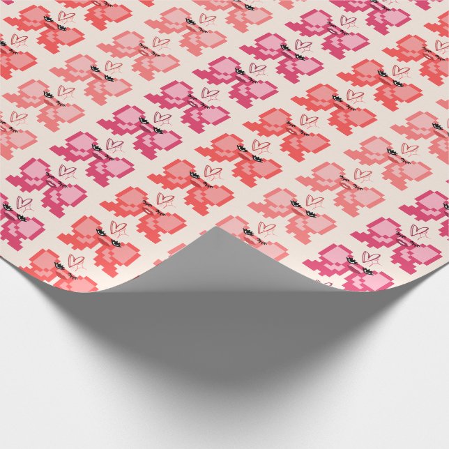 Papel De Regalo Patrón de arco de píxel con tacones altos (Esquina)